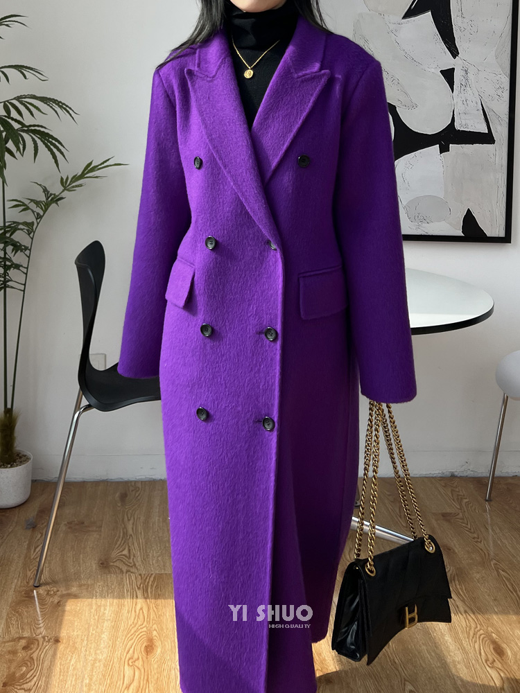 Winter Clothing Online - เสื้อโค้ทขนสัตว์สองด้านหนาแบบใหม่สำหรับฤดูใบไม้ร่วงและฤดูหนาว สำหรับผู้หญิง ดีไซน์หรูหรา ปกพับได้ ติดกระดุมสองแถว ความยาวปานกลาง