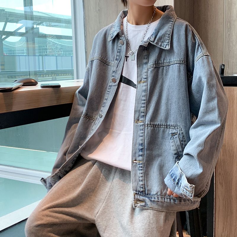 Winter Clothing Aesthetic - แจ็คเก็ตยีนส์ผู้ชายสไตล์เรโทร ปกเสื้อแบบปกเชิ้ต ราคาถูก มีสไตล์แบบญี่ปุ่น ดีไซน์สวยงาม ราคาถูกที่สุด
