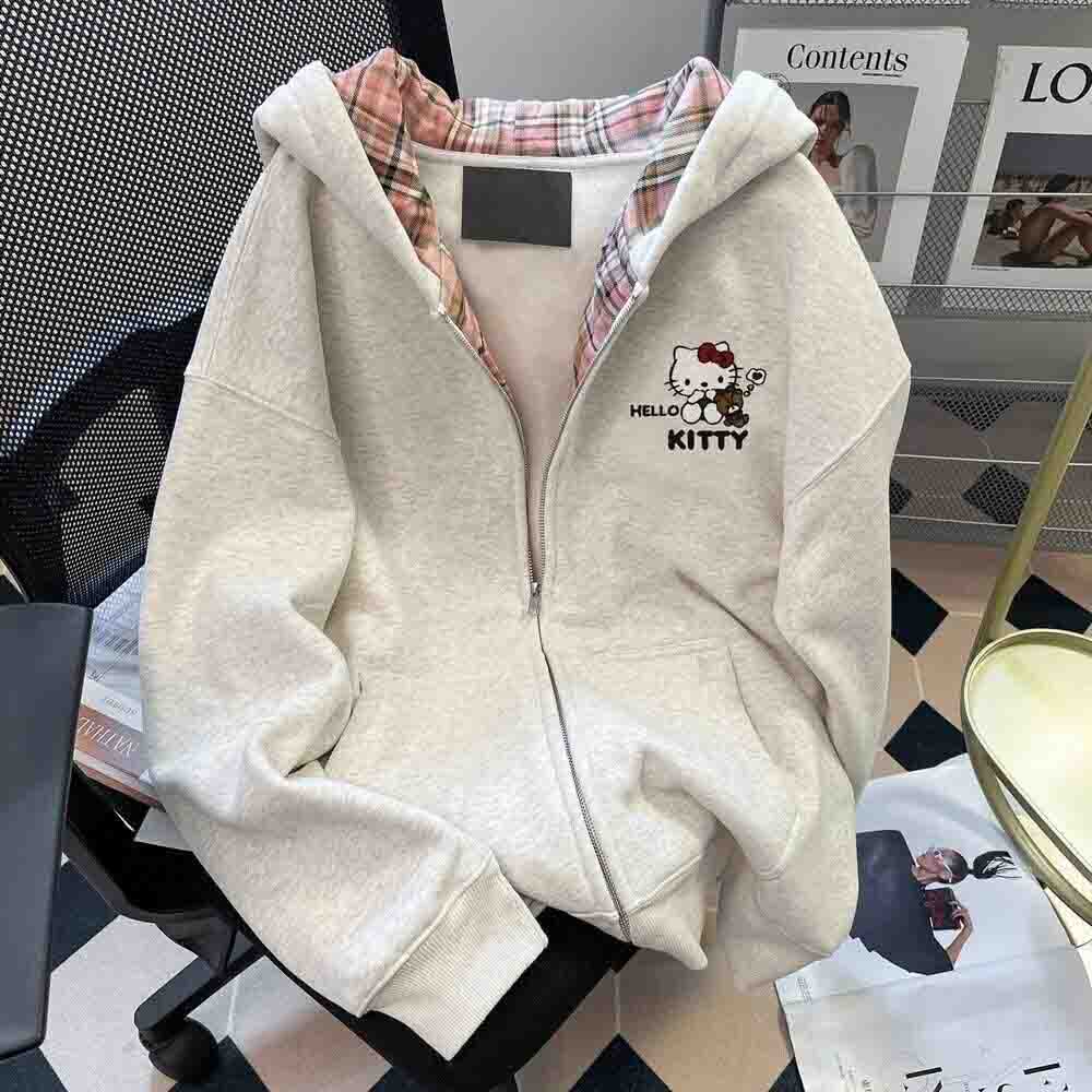 Winter Clothing Online - เสื้อสเวตเตอร์มีฮู้ดผู้หญิงลายเฮลโล คิตตี้ ลายการ์ตูนน่ารัก สำหรับนักเรียน ฤดูใบไม้ร่วง แขนยาว