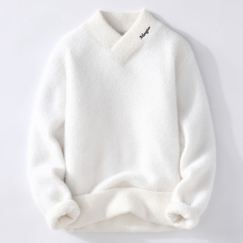 Winter Clothing Cute - เสื้อสเวตเตอร์ผู้ชายสำหรับฤดูหนาว สไตล์เกาหลี แฟชั่นผู้ชาย เสื้อสเวตเตอร์คอวีให้ความอบอุ่น เสื้อสเวตเตอร์ผู้ชายสำหรับฤดูใบไม้ร่วง เสื้อไหมพรมผู้ชาย