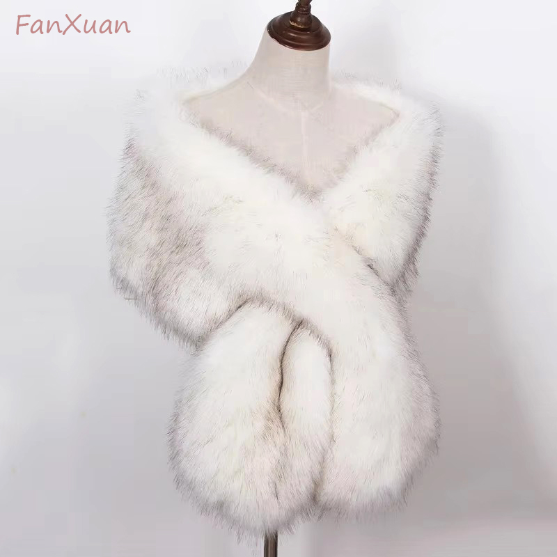 Winter Clothing Ladies - Faux Fox ขนสัตว์ผู้หญิง Wraps ยาว Plush