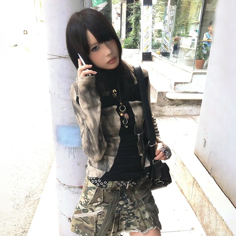 Karrramญี่ปุ่นY2k Ribbedเสื้อV - Winter Clothing Aesthetic บทวิจารณ์และราคา