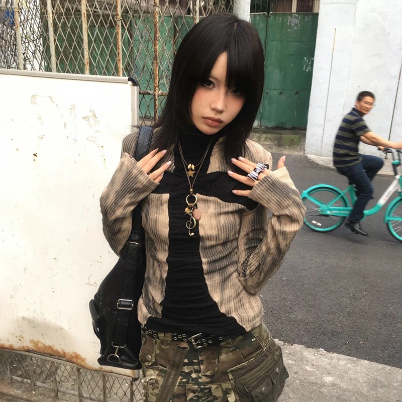 Karrramญี่ปุ่นY2k Ribbedเสื้อV - Winter Clothing Aesthetic บทวิจารณ์และราคา