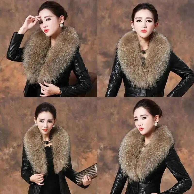 ปกขนแรคคูนธรรมชาติผ้าพันคอขนเฟ - Winter Clothing Online บทวิจารณ์และราคา