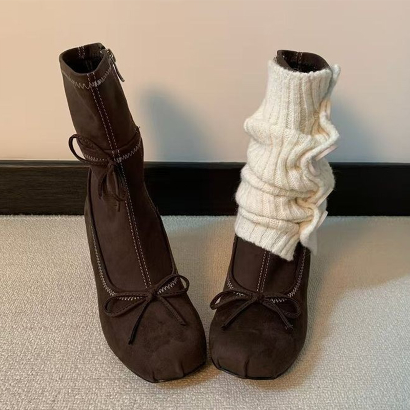 รองเท้าบูทส้นสูงแบบผูกโบว์สำหร - Winter Clothing Ladies บทวิจารณ์และราคา