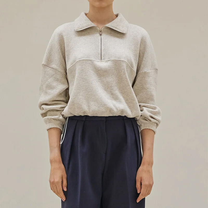 วาฟเฟิลผ้าฝ้าย Zip Up Hoodies  - Winter Clothing Aesthetic บทวิจารณ์และราคา
