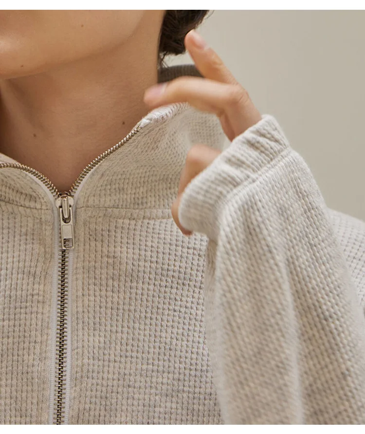 วาฟเฟิลผ้าฝ้าย Zip Up Hoodies  - Winter Clothing Aesthetic บทวิจารณ์และราคา