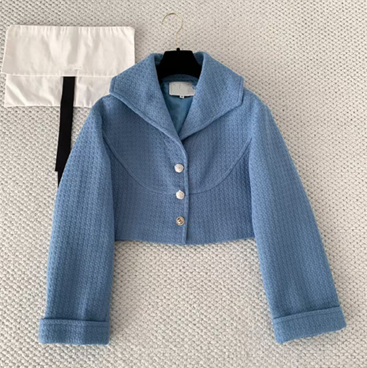 ชุดเสื้อโค้ททวีดปกสีน้ำเงินแขน - Clothing Style Winter บทวิจารณ์และราคา