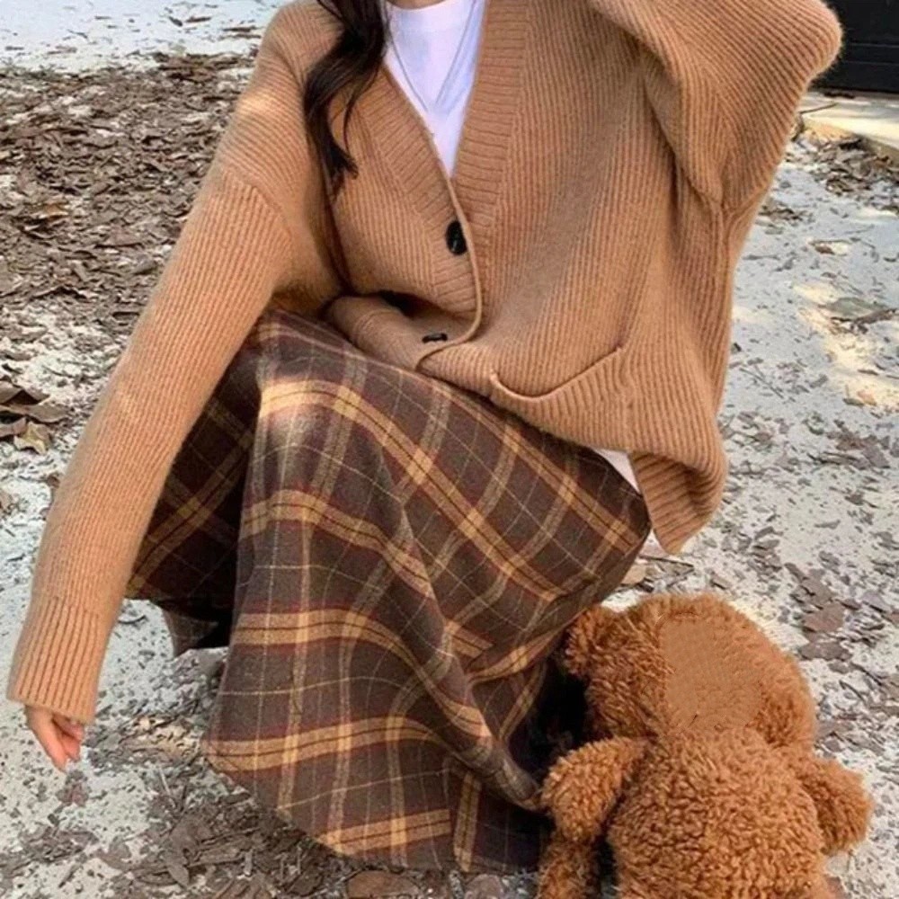กระโปรงลายสก็อตเอวสูงทรงเข้ารู - Winter Clothing Aesthetic บทวิจารณ์และราคา