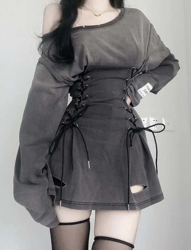 Fairycore Grunge Corset ชุดยาว - Winter Clothing Aesthetic บทวิจารณ์และราคา