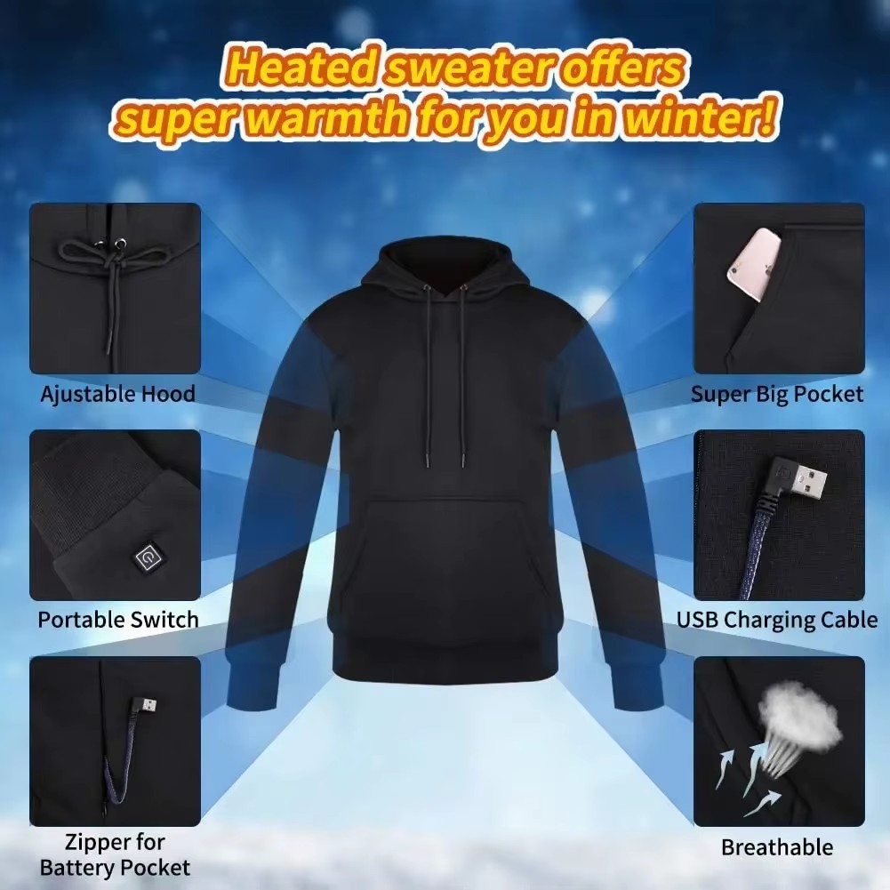 เสื้อฮู้ดอุ่นแบบ USB สำหรับผู้ - Winter Clothing Online บทวิจารณ์และราคา