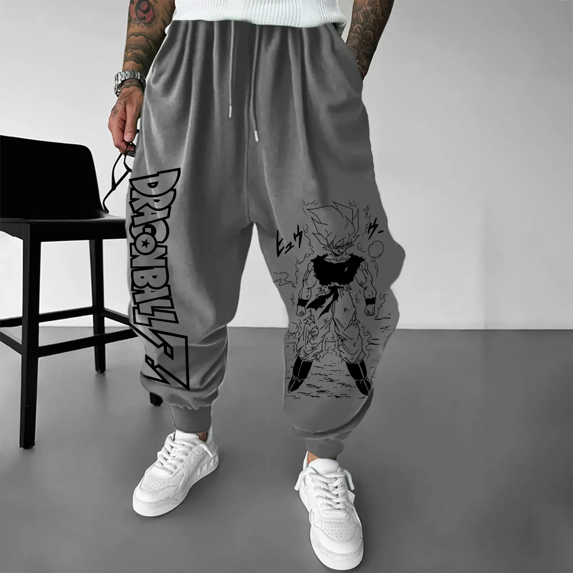 กางเกงวอร์มผู้ชายลายอนิเมะดราก - Y2K Winter Clothing บทวิจารณ์และราคา